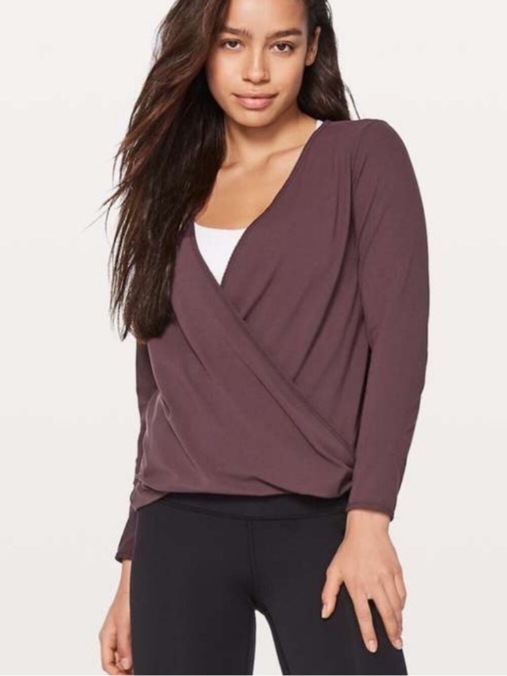 Lululemon | Full Freedom Long Sleeve Nulu Top Surplice Neck Black Cherry Medium